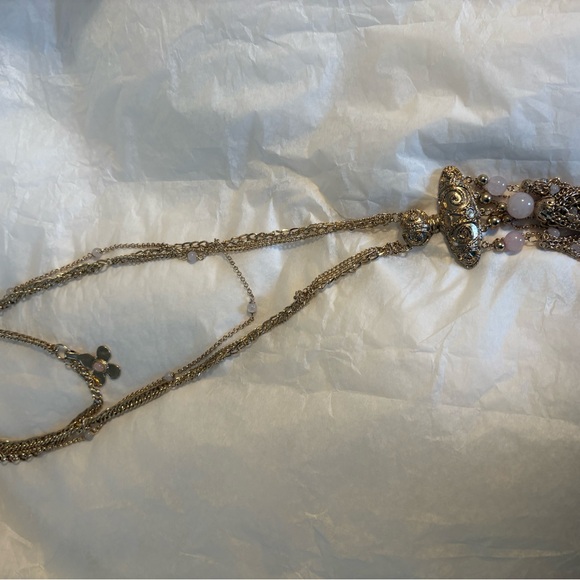 Free People Gold and Pink Layered Necklace - Picture 4 of 4